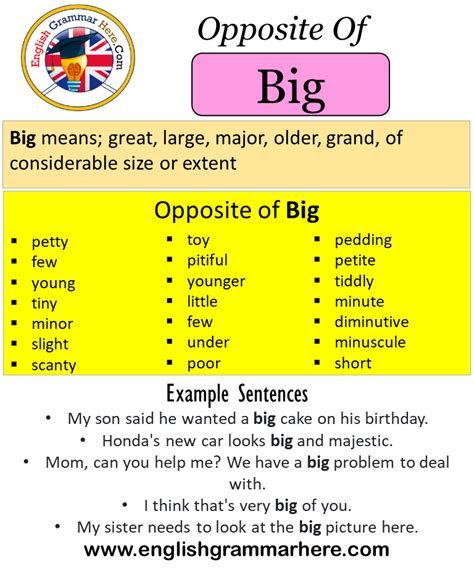 big antonyms|opposite of big.